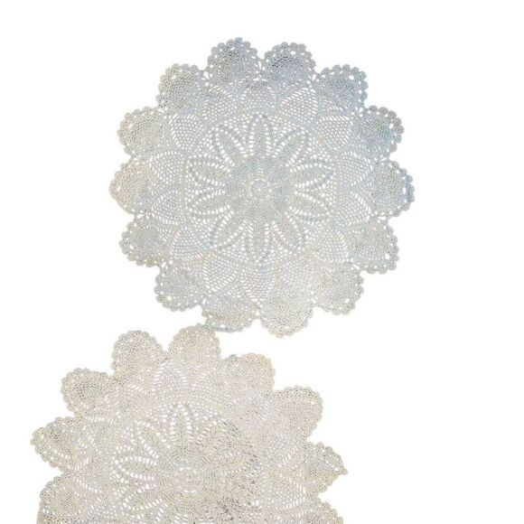 Doilys (2) Vintage White Cotton 10.5", handmade in 1930 - Picture 3 of 5